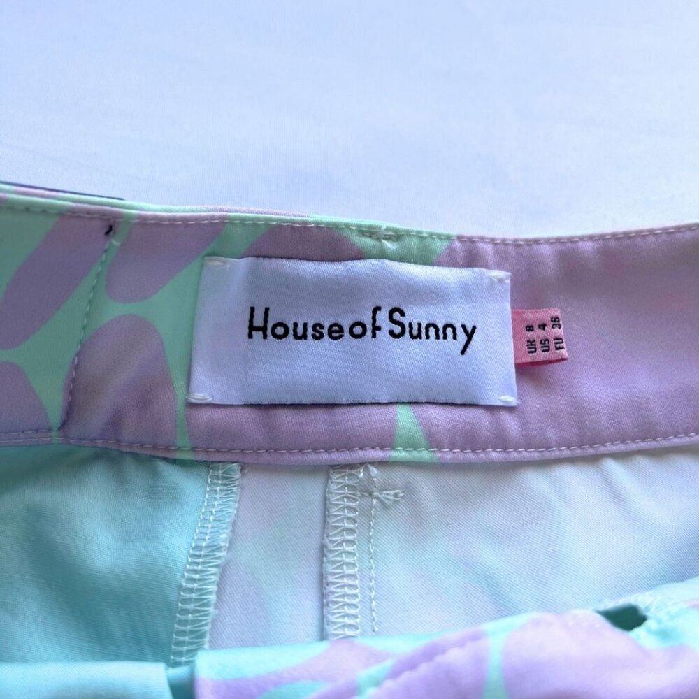 HOUSE OF SUNNY MINT LILAC PURPLE HAZE PARTY FLARE PANTS - 4 - Picture 5 of 11